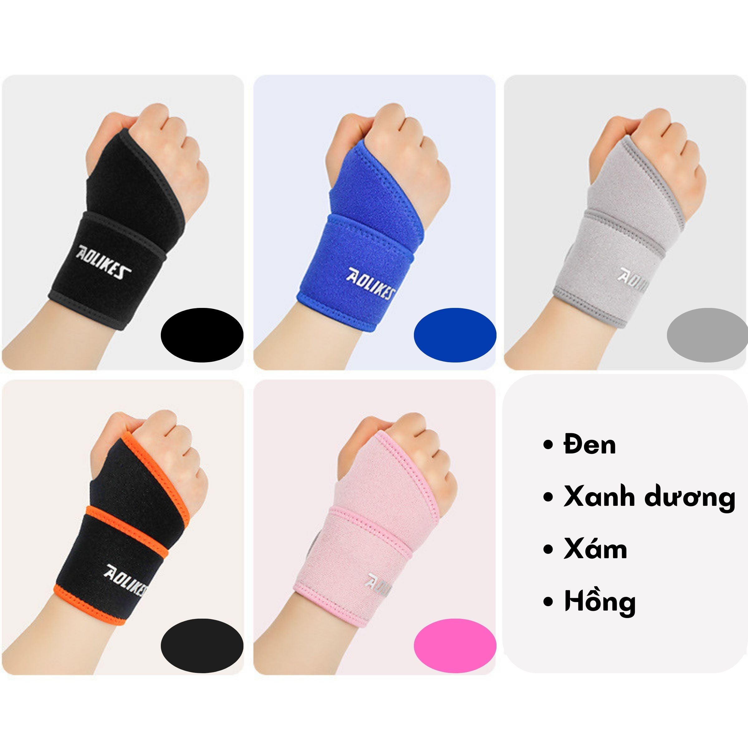 Băng cổ tay thể thao , cuốn cổ tay , bó cổ tay chất liệu Polyester sợi cao cấp co giãn thoải mái thoáng mát