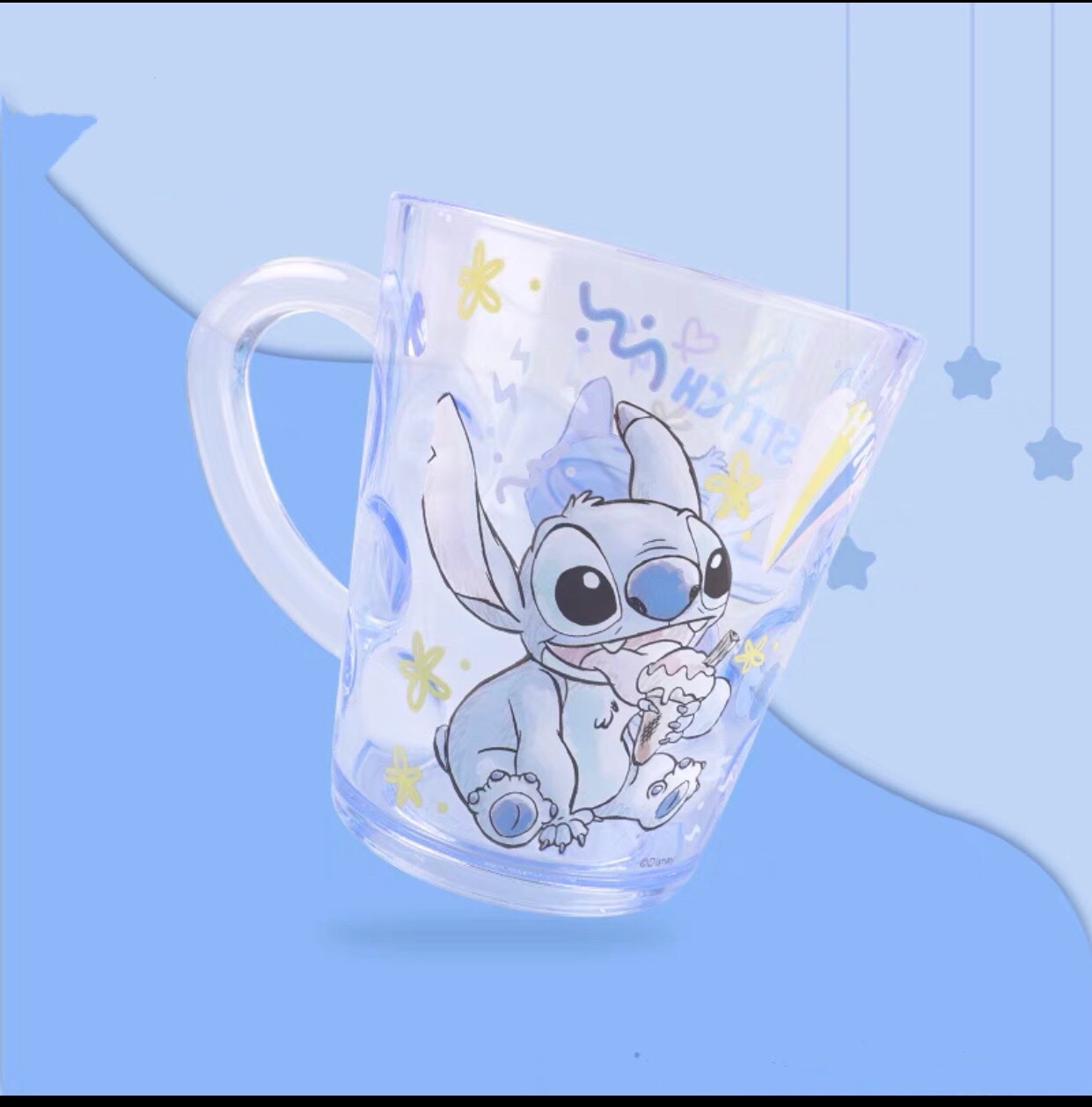 Ly quai cầm trong suốt hình Stitch siêu cute cho bé trai - PDA21121-S