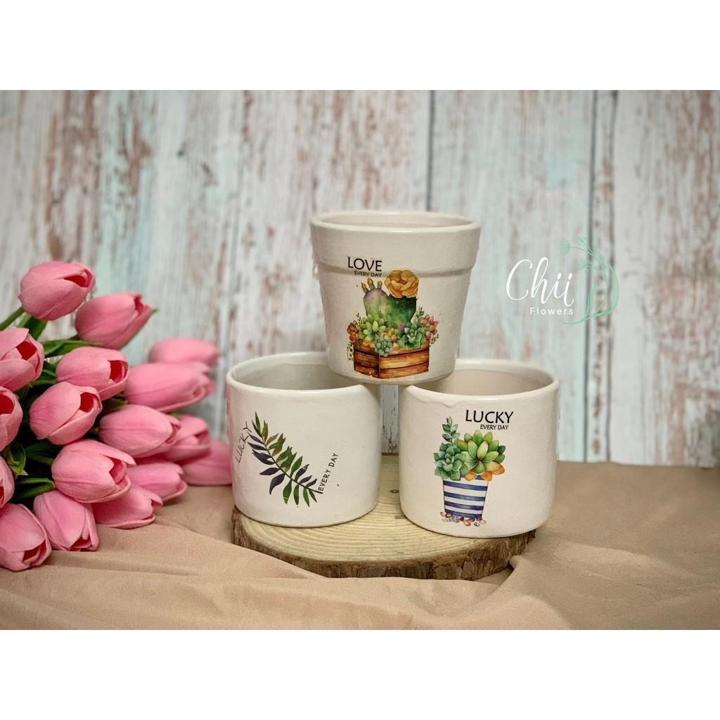 Chậu hoa gốm sứ mini Bát Tràng trang trí đẹp phòng khách BG91