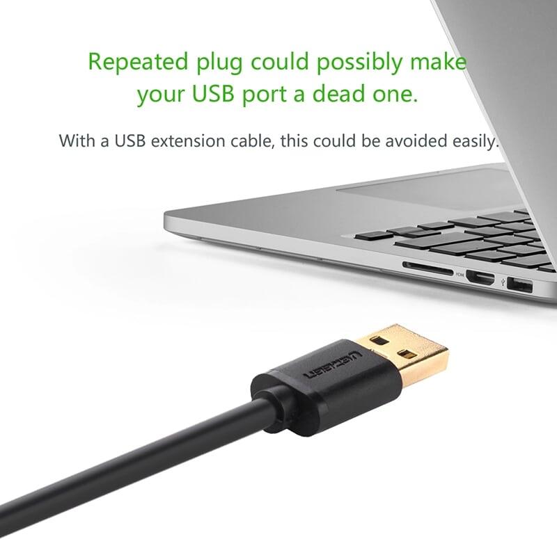 Ugreen UG10886US103TK 0.5M màu Đen Cáp tín hiệu nối dài USB 2.0 lõi thuần đồng dáng dẹt - HÀNG CHÍNH HÃNG
