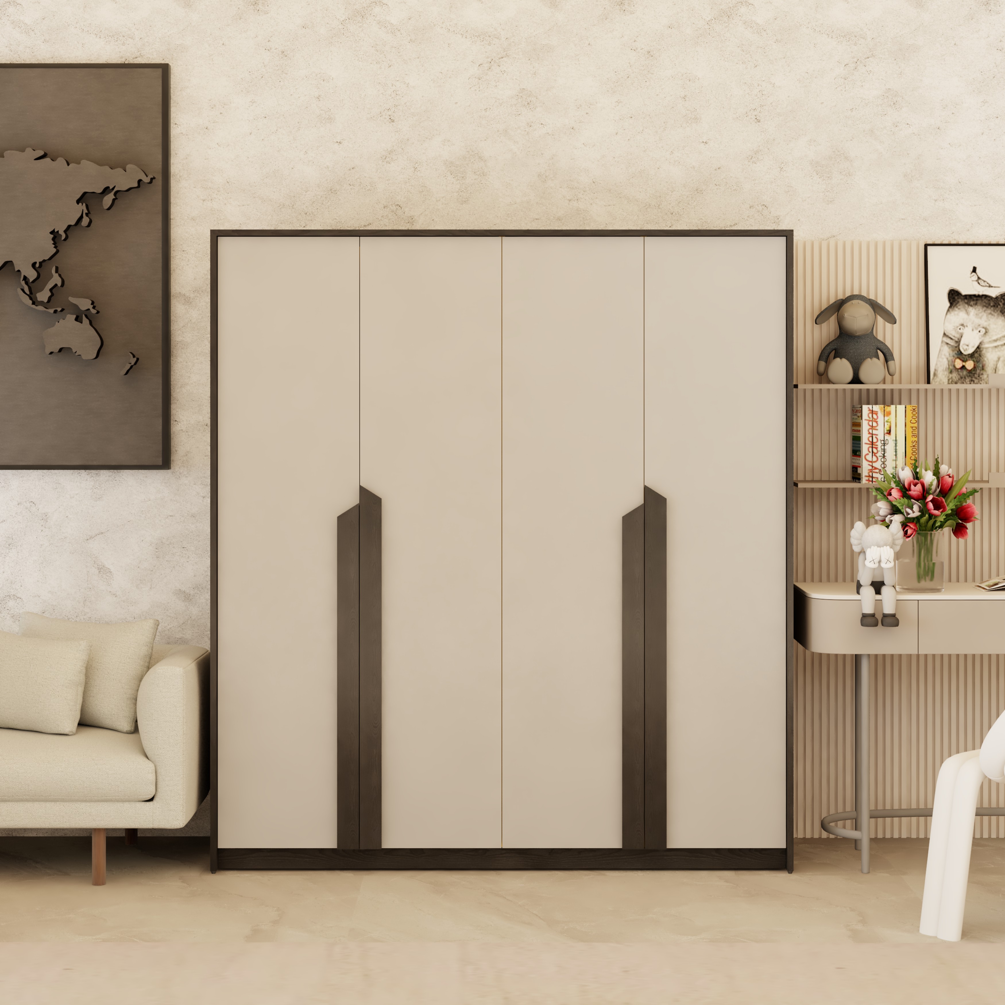 [Happy Home Furniture] PONIX, Tủ quần áo 4 cánh mở, 160cm x 54cm x 176cm ( DxRxC), TCM_114