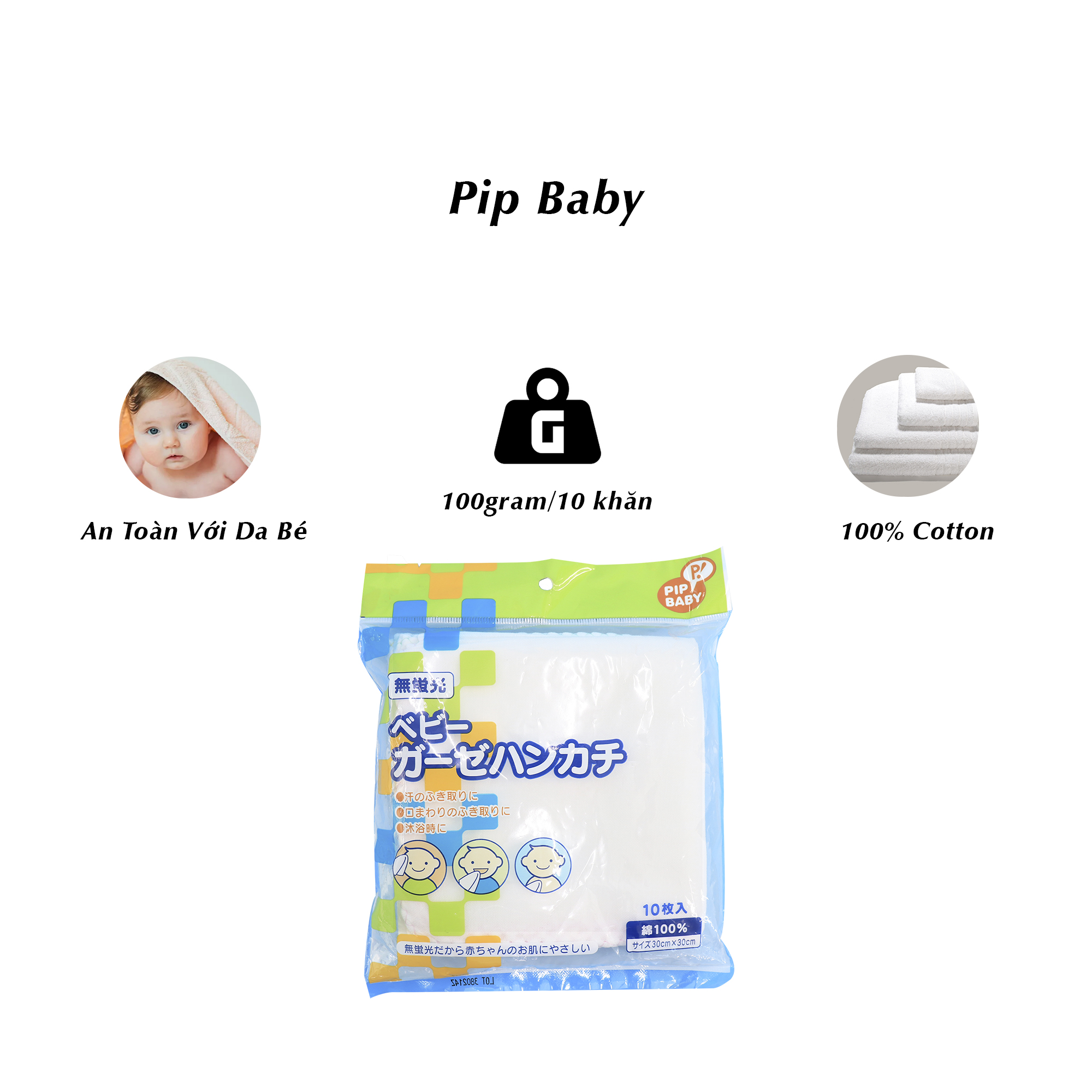 [NHẬT BẢN] Khăn Tay Cotton Em Bé ChuChu Baby (10 Khăn)