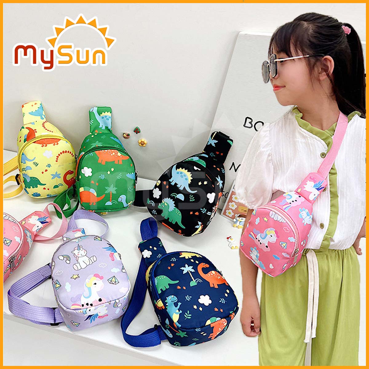 Túi xách đeo chéo cho bé trai gái trẻ em 2 3 4 5 6 7 8 tuổi mini sành điệu thời trang MySun