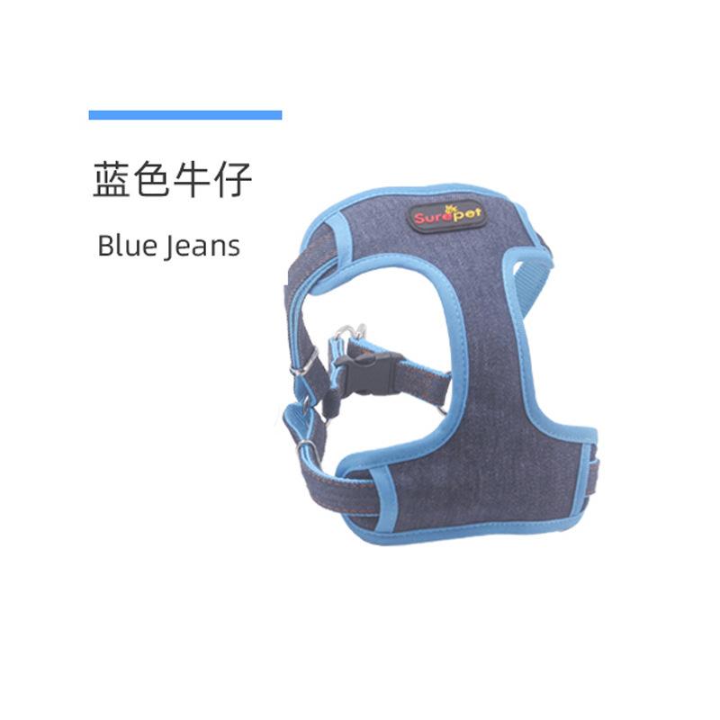 Giá thấp nhất Phương pháp Corgi mới của Amazon dây xích dắt chó vừa và nhỏ xích xích chó dây đeo ngực denim bộ dây xích