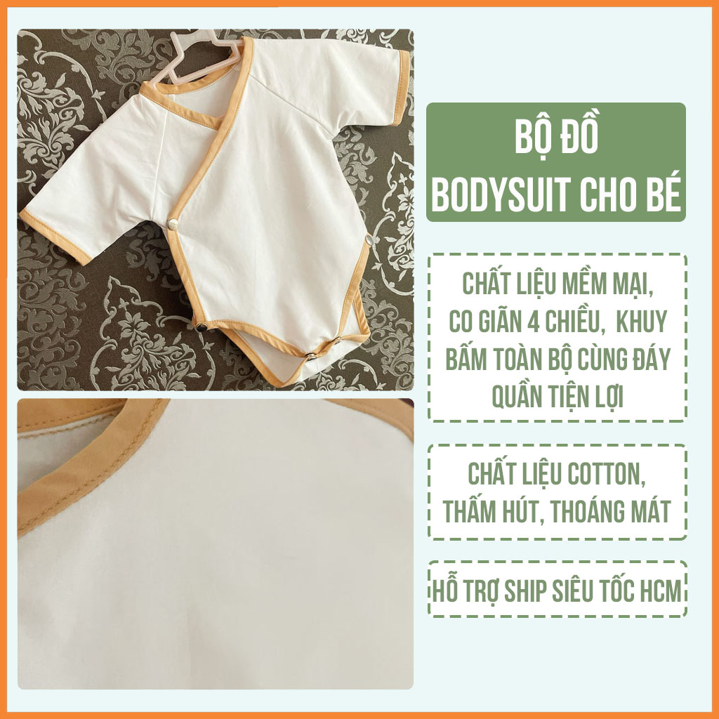 Bộ áo liền thân ngắn tay Bodysuit cho bé sơ sinh trai và gái - Chất vải cotton 4 chiều co giãn thoáng mát