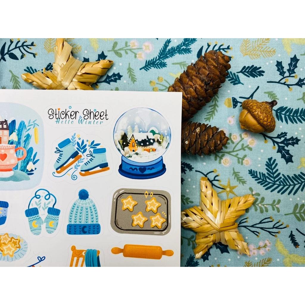 Sticker sheet hello winter - chuyên dán, trang trí sổ nhật kí, sổ tay | Bullet journal sticker