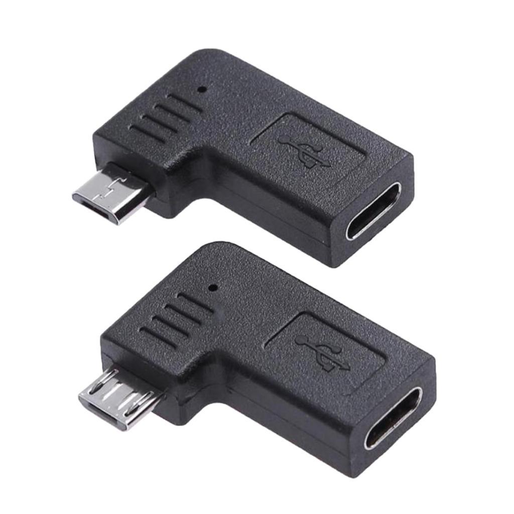 2X 90 Degree Micro USB Male To Type C Female Adapter For Samsung S7,Huawei
