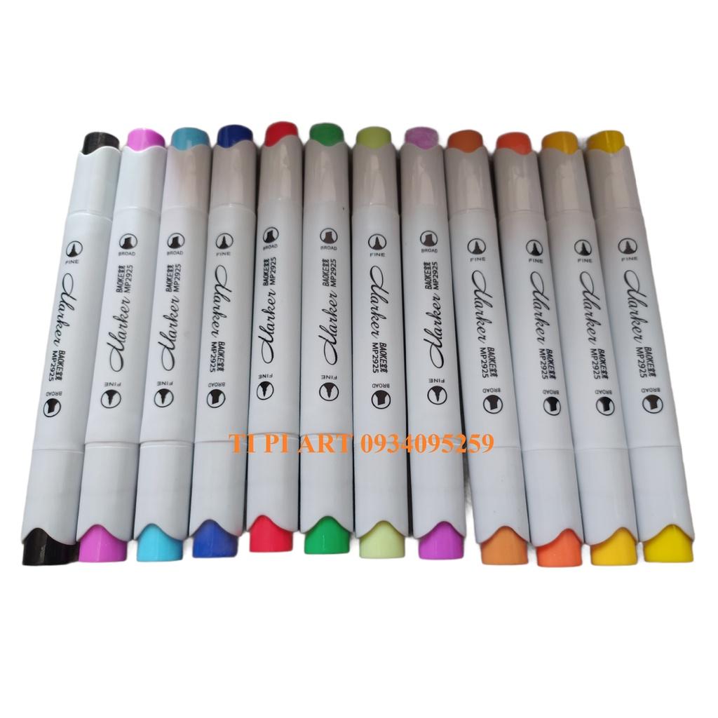 Bộ 12 màu Marker BAOKE MP2925 - TẶNG TÚI ĐỰNG BẰNG DA