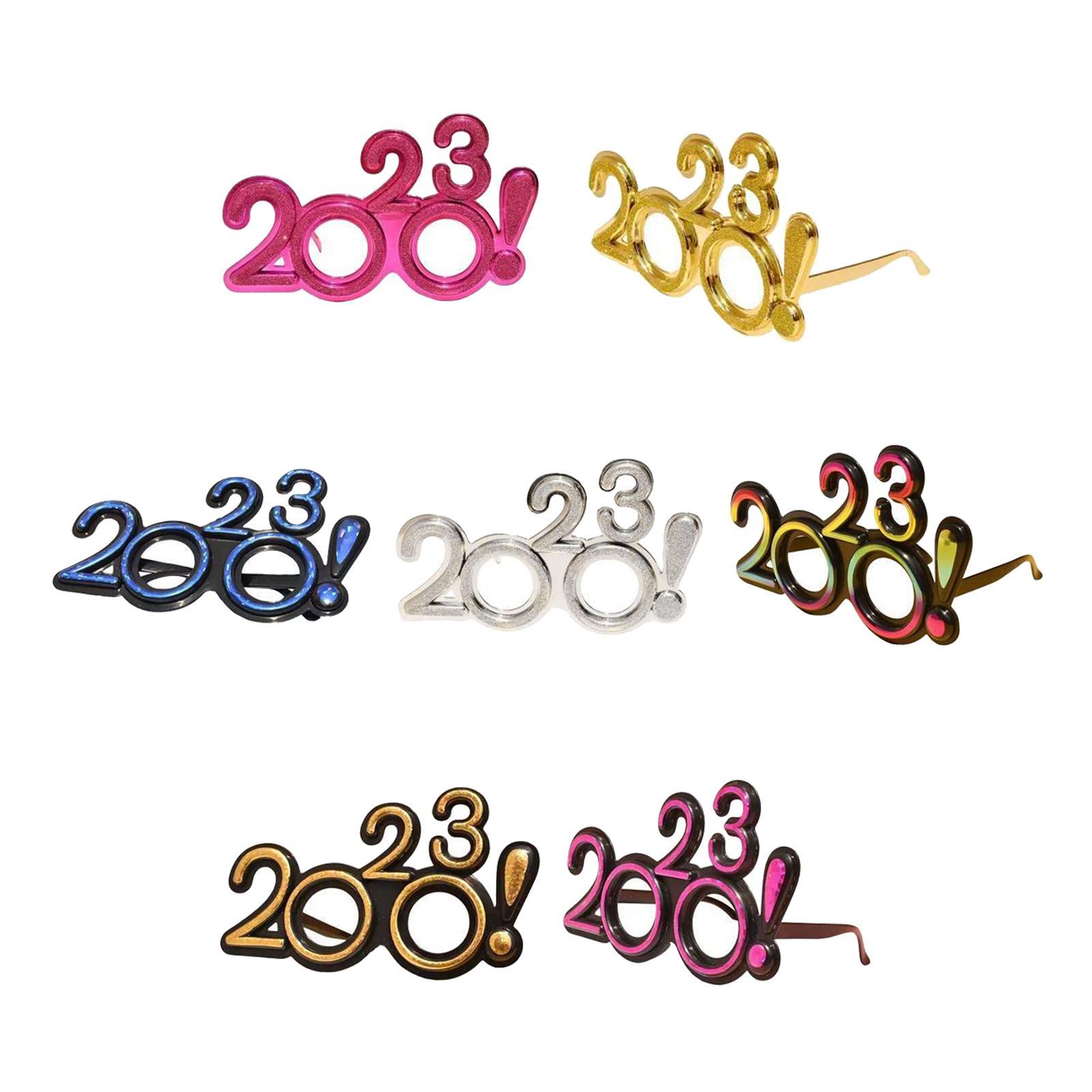 7pcs New Year Photo Glasses Eve Party Supplies Photo Prop Decorations