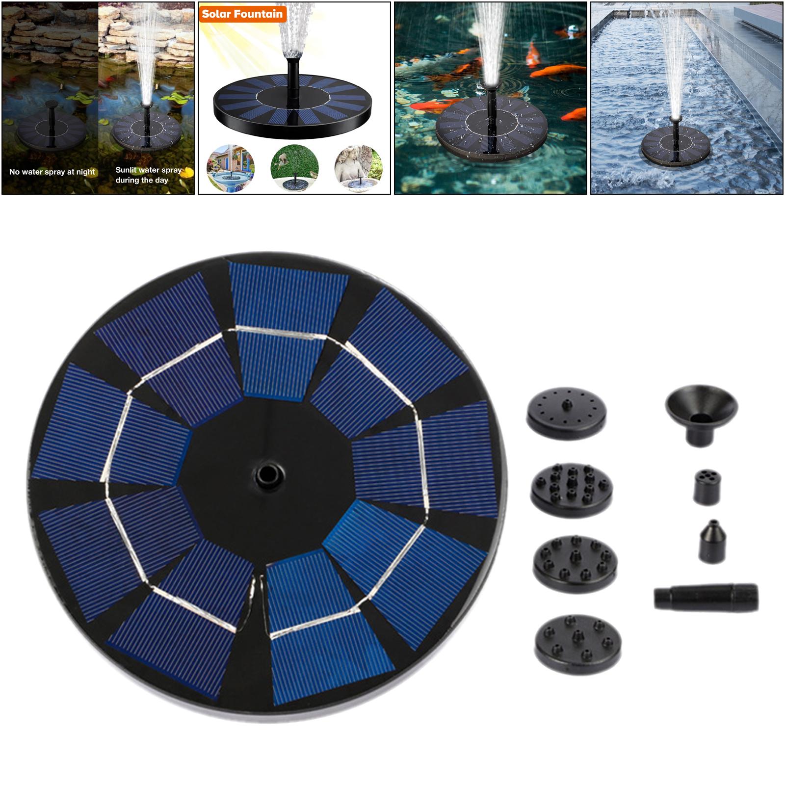 3W Solar Floating Fountain Water Pump with 6 Spray Nozzles, for Bird Bath, Swimming Pool