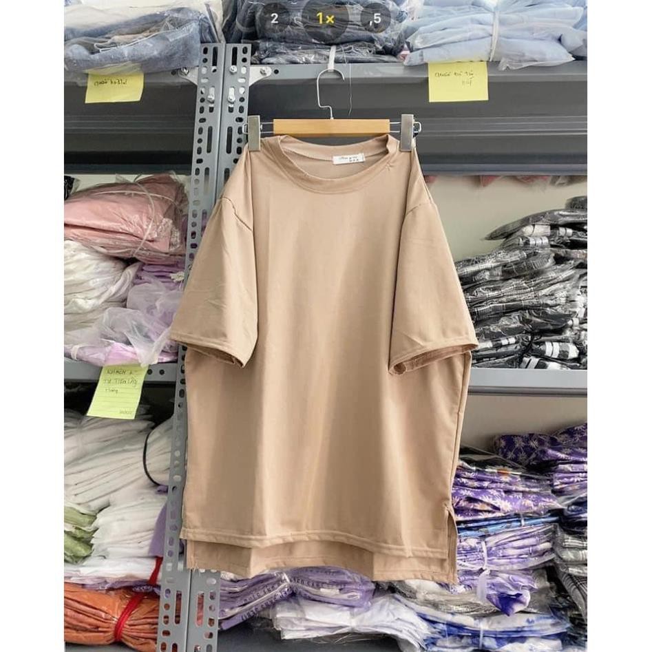 Áo Phông Trơn Dáng Rộng Xẻ Vạt Unisex