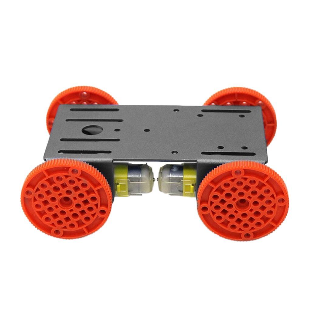 4-wheel 4wd Robot Smart Car Chassis Kit Black Platform with 1:48 Reduction Ratio TT Motor & Red Wheels