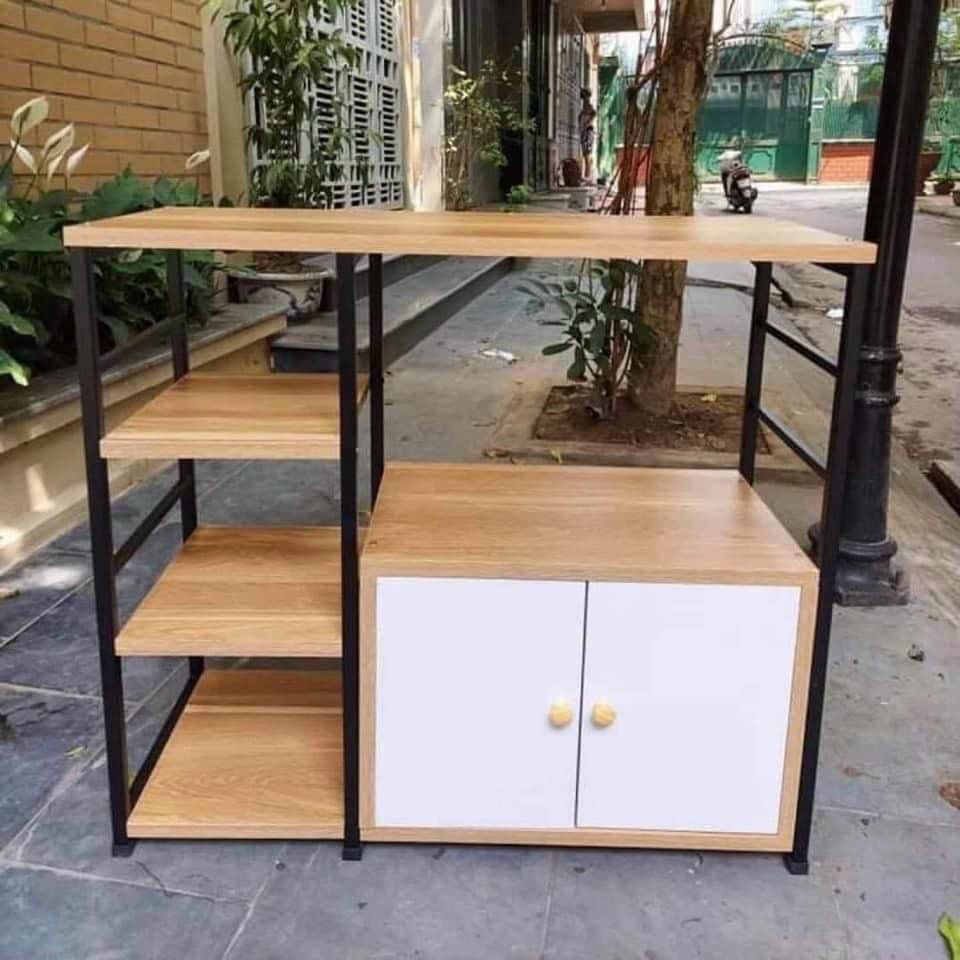 Kệ lò vi sóng đơn, kệ lò nướng đa năng có tủ khung sắt hiện đại từ gỗ MDF, phủ Melamin chống xước TAGO05