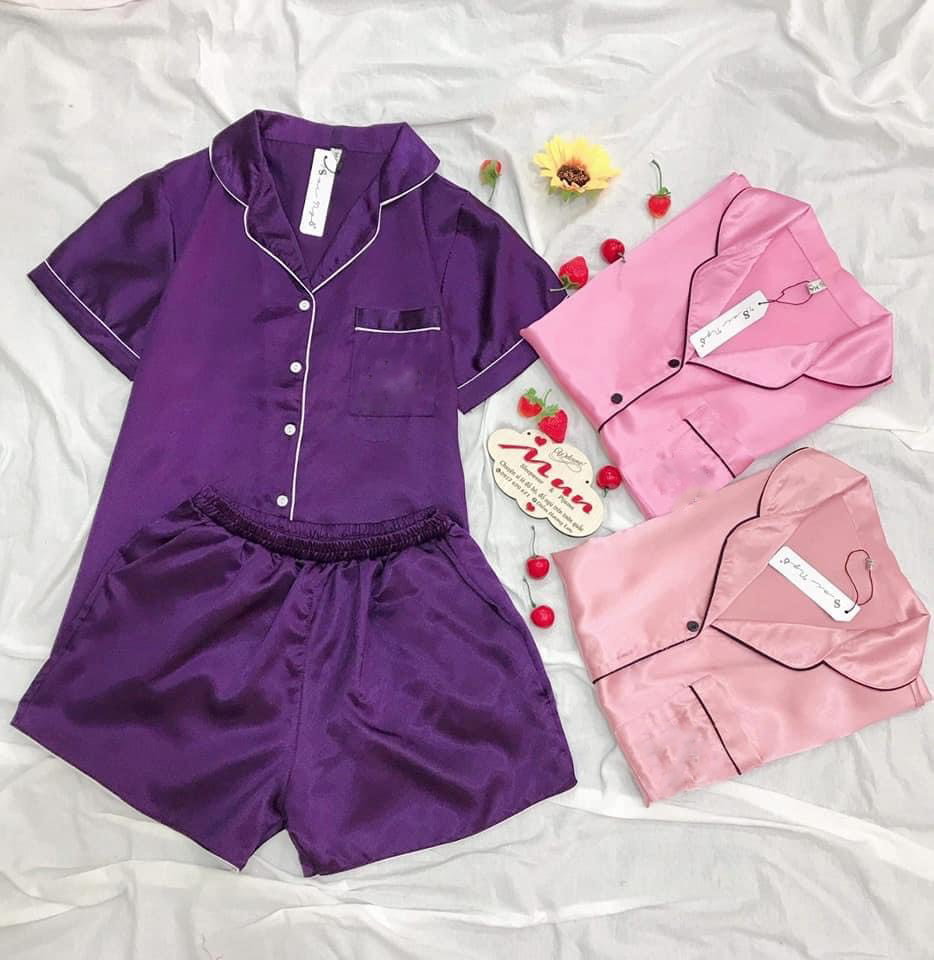 Đồ Bộ Lụa/Satin Pijama Sọt Đùi Mặc Ở Nhà Nữ - Bộ Ngủ Nữ Tiểu Thư Cộc Tay Mặc Mùa Hè, Nhiều Mẫu Phối Dễ Thương