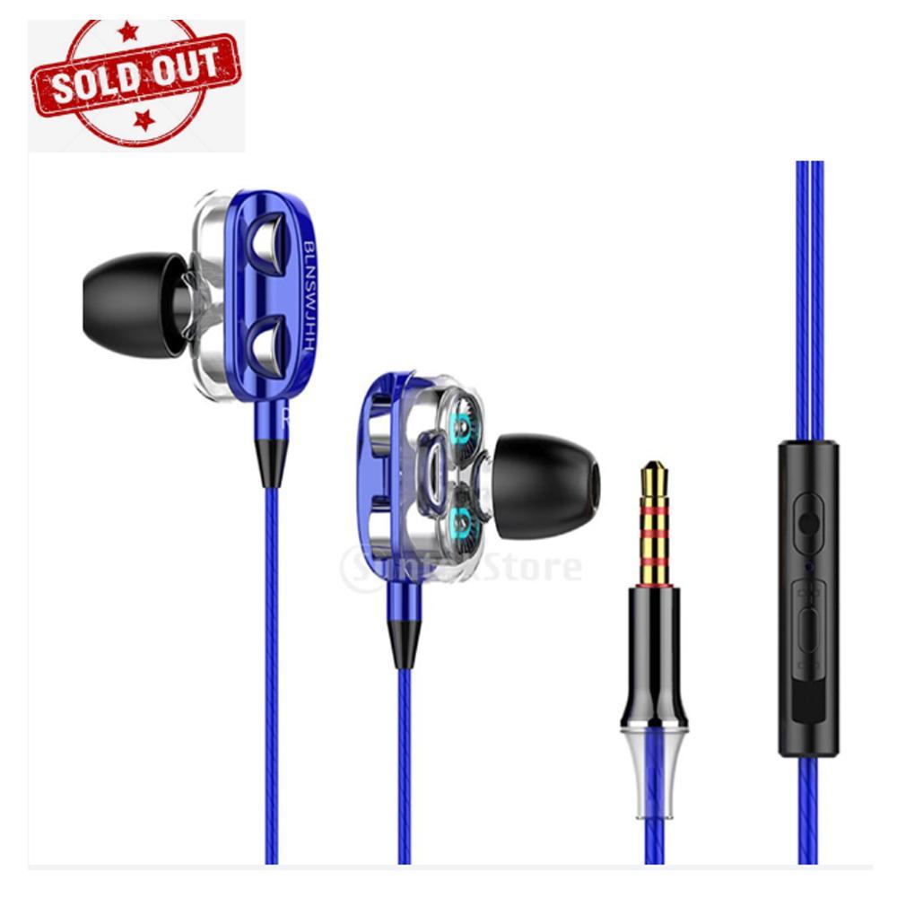 Speaker 1.2M Wired 3.5MM Earphone Earbuds HiFi Stereo Headset Blue