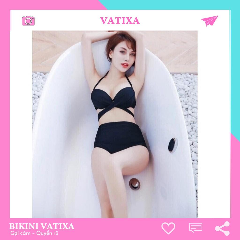 Bikini đồ bơi đi biển 2 mảnh gọng chéo cạp cao quần nhún VATIXA BKN45