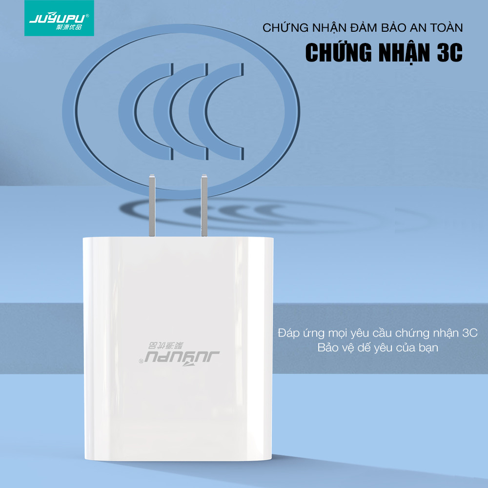 Sạc nhanh iPhone JUYUPU U01C PD QC3.0 18W cao cấp bộ sạc kèm dây sạc Type C to Lightning sạc điện thoại dành cho iPhone Samsung OPPO VIVO HUAWEI XIAOMI củ sạc - HÀNG CHÍNH HÃNG