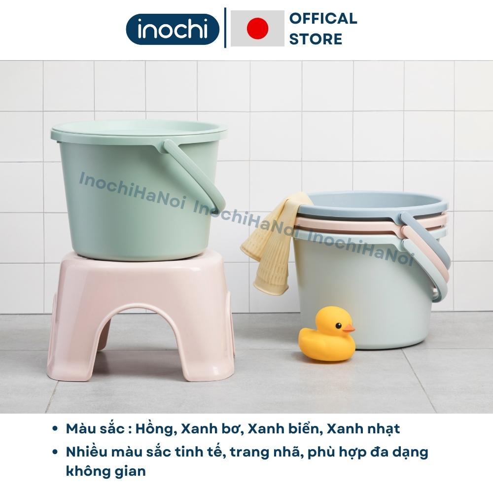 Xô chậu nhựa có nắp inochi cao cấp Notoro 11L 14L màu patsel đựng nước, gạo