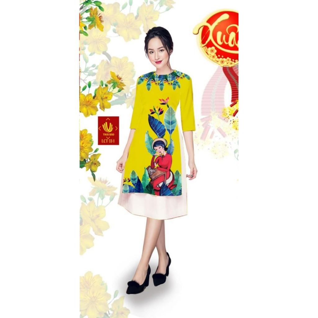 GIÁ XƯỞNG - Áo dài cách tân gấm in 3D
