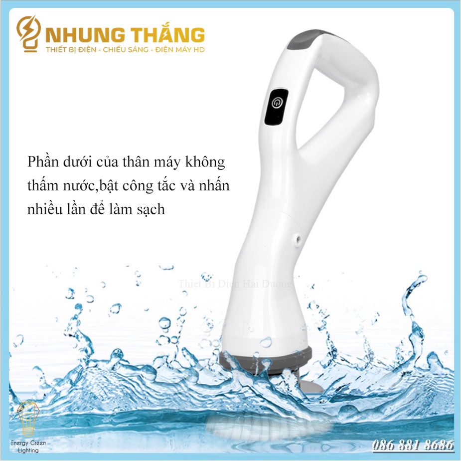 (Mẫu mới 2024) Máy Cọ Chà Sàn Vệ Sinh Tự Động, Bàn Chải Làm Sạch Vệ Sinh Nhà Tắm Không Dây Với 4 Đầu Thay Thế - Bảo Hành 12 Tháng