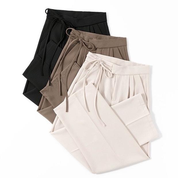 Quần ống rộng ulzzang thắt dây 1 bên siêu hot, quần tây lưng cao Okélla