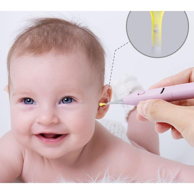 Bộ lấy ráy tai có đèn cao cấp sạc tích điện tiện lợi cho bé an toàn chuyên nghiệp kèm hộp đựng nhíp gắp