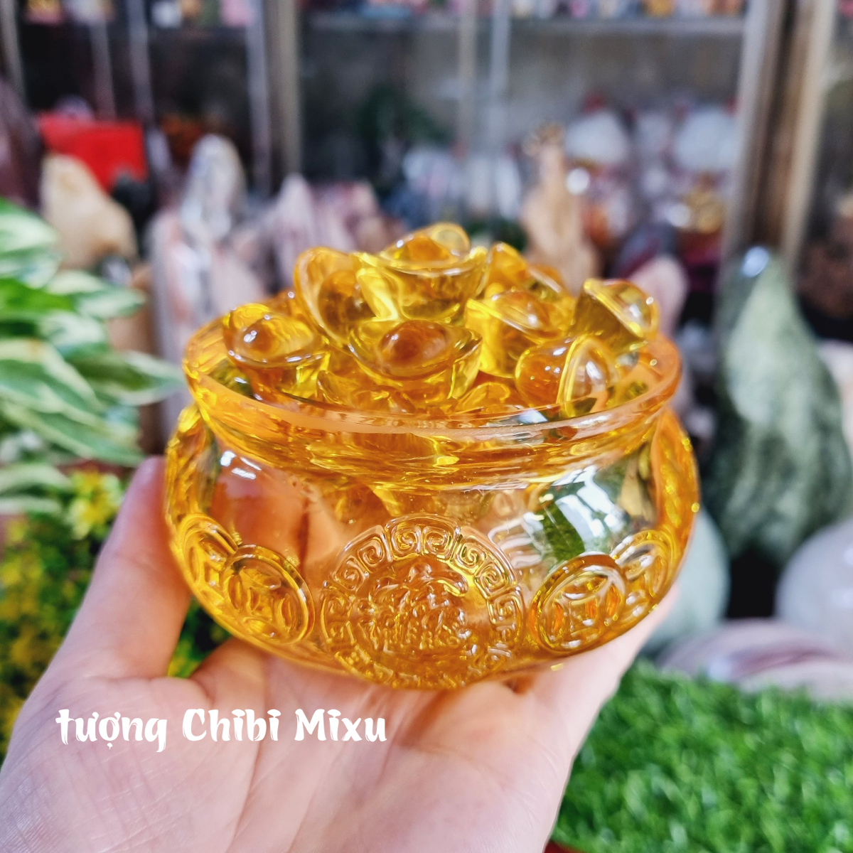 Combo Bát Tụ Bảo 10cm kèm 43 thỏi vàng 2.5cm Thần Tài may mắn