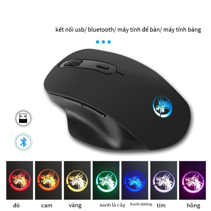 Ưu đãi đặc biệt chuột bluetooth hai chế độ công thái học yên tĩnh có thể sạc lại với hai máy tính chuột bluetooth không dây có đèn đầy màu sắc
