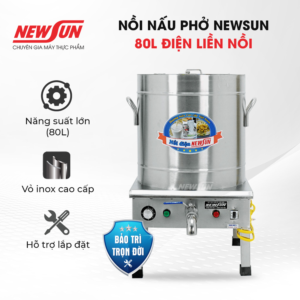 Nồi Nấu Phở Điện Liền Nồi NEWSUN 80L - Hàng chính hãng