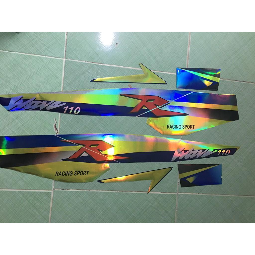 Tem wave 110 R xanh vàng crom