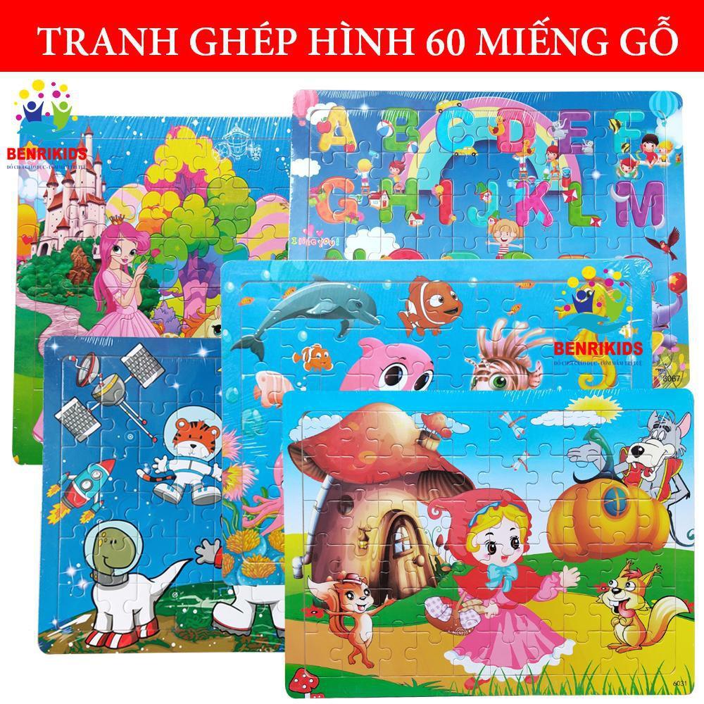 Đồ Chơi Trí Tuệ Bảng Ghép Tranh 60 Miếng Hoạt Hình Bằng Gỗ Cho Bé Tư Duy