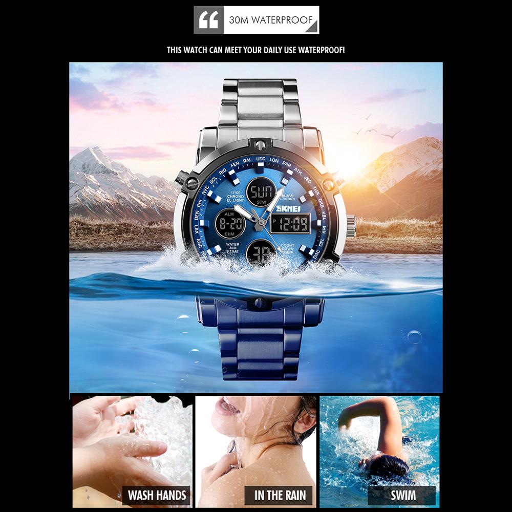 Đồng hồ thời trang đa chức năng dây thép điện tử