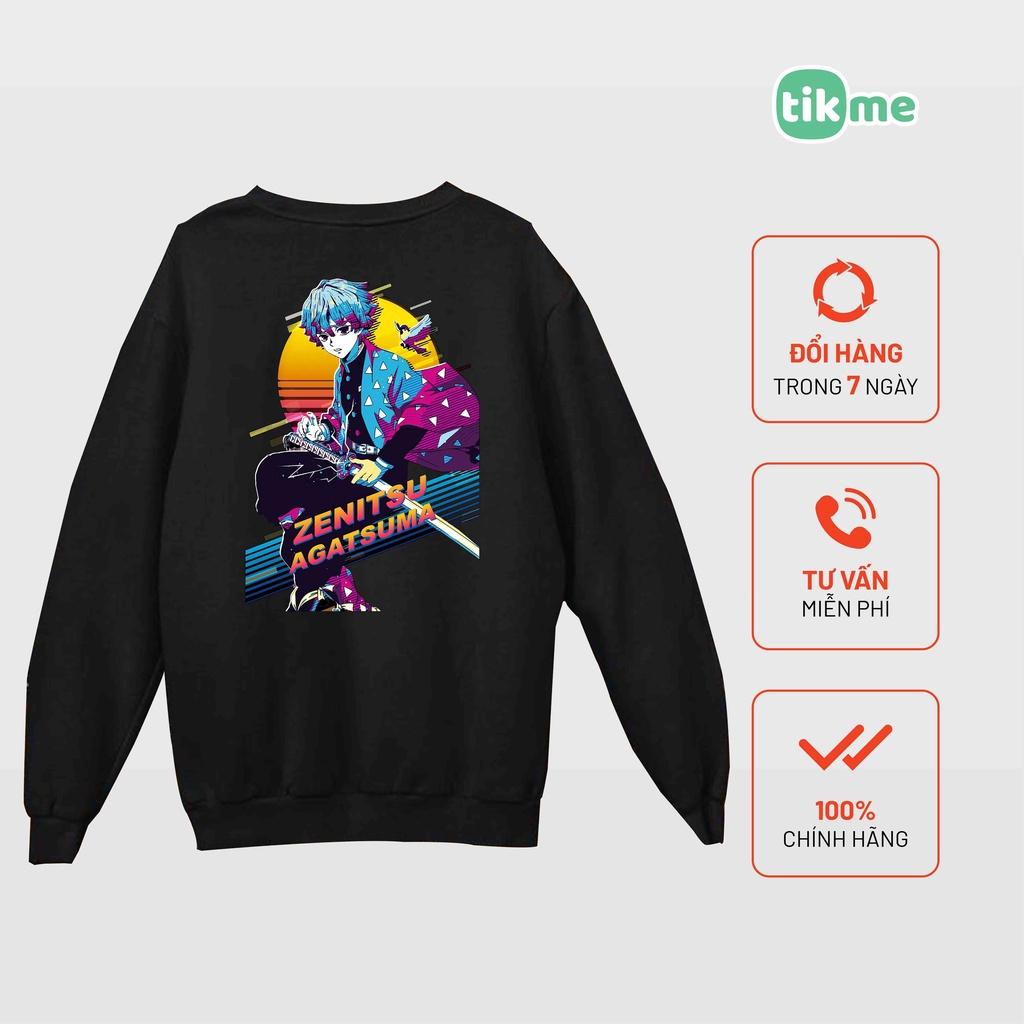 Áo nỉ sweater tikme dáng rộng in mặt sau Zenitsu Agatsuma Demon Slayer có ảnh thật shop tự chụp size XS-2XL