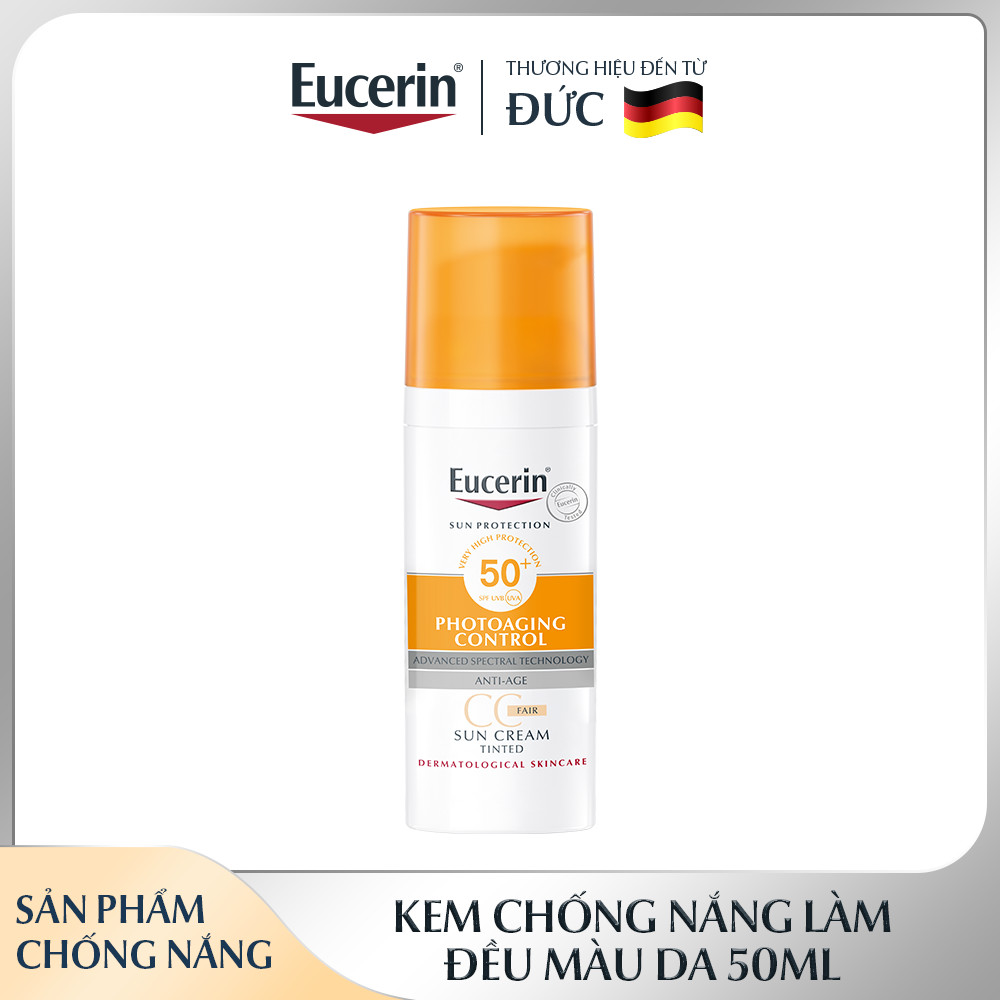 Kem Chống Nắng Làm Đều Màu Da Eucerin Sun Cream Face Tinted CC Cream SPF50+ 50ml (Tông Màu Da Tự Nhiên)