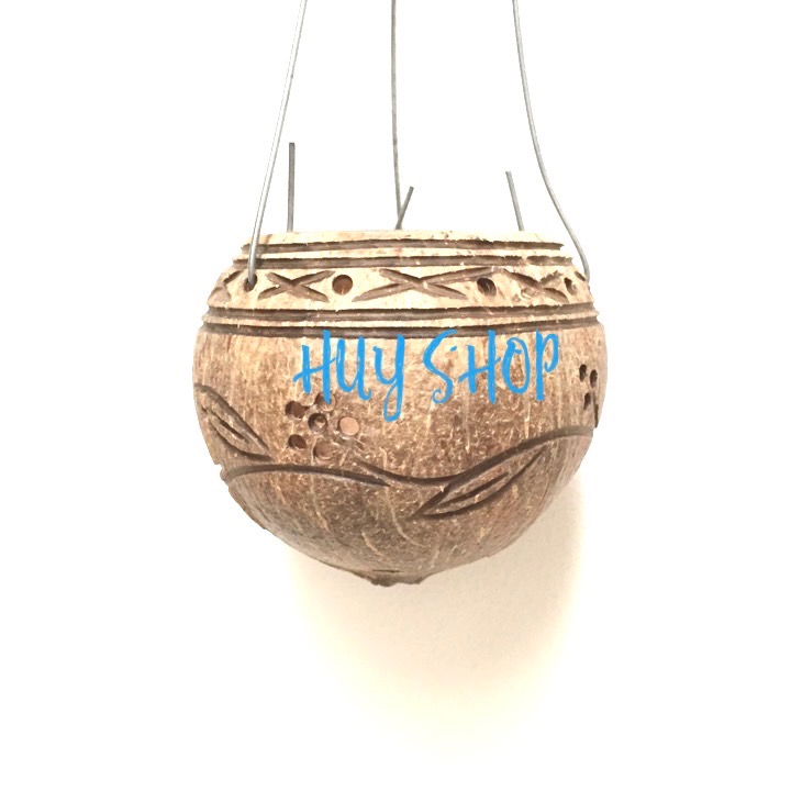 COMBO 5 CÁI GIỎ GÁO DỪA TRANG TRÍ + MÓC KẼM 7X7CM