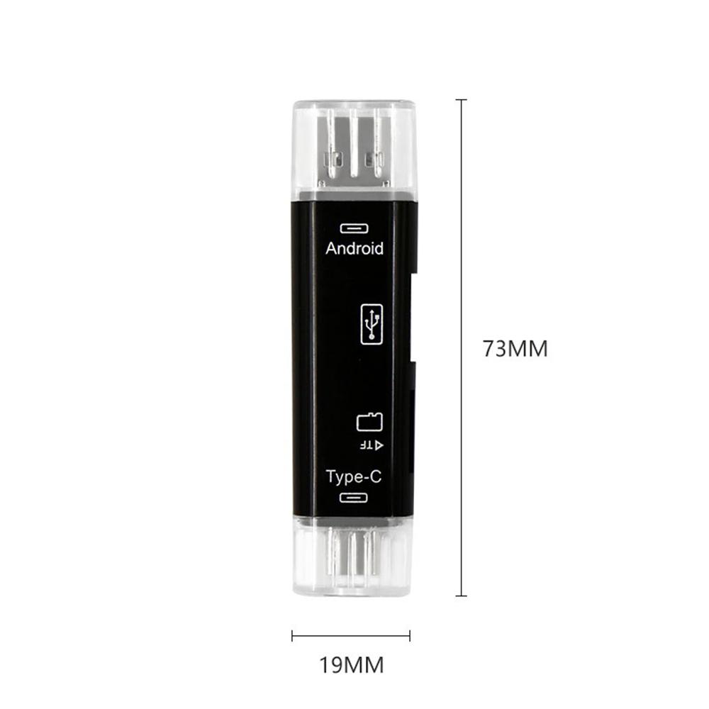 3 in 1 Type-C Card Reader Micro USB Type-C OTG Extension High Speed TF Memory Card Reader for PC Computer Phone Black