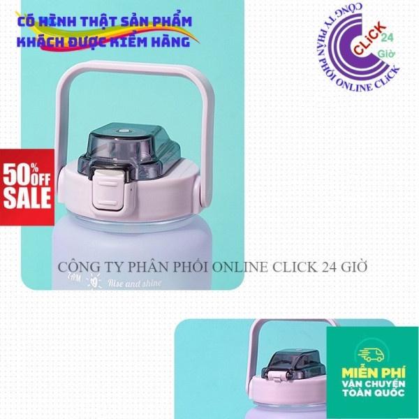 Bình Nước Thể Thao 2L Có Sticker Chia Vạch Báo Giờ Nhắc Uống Nước Có Ống Hút Chất Liệu Nhựa Đạt Chuẩn - Hàng Cao Cấp