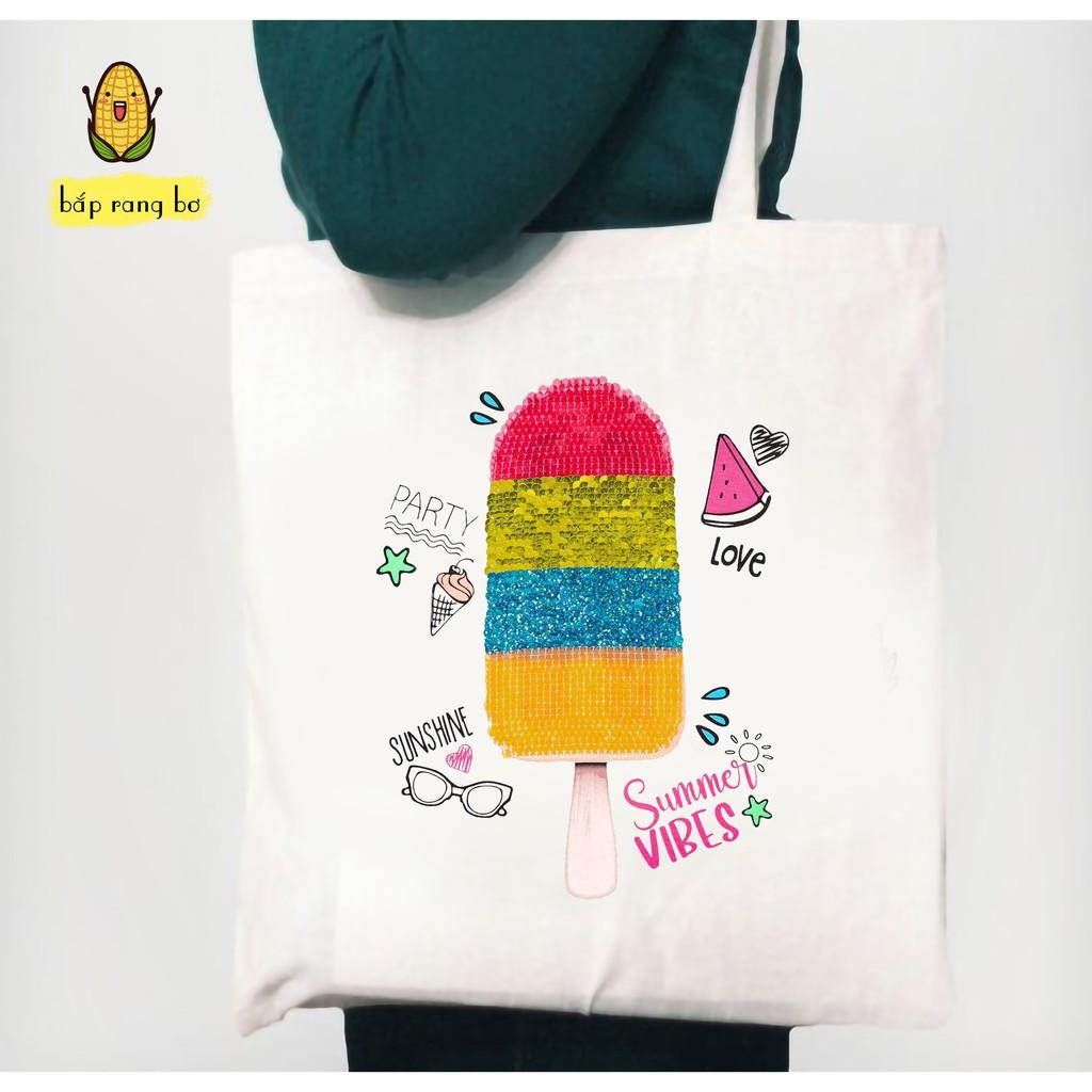 TÚI TOTE CẦU VỒNG 7 MÀU - VẢI DỆT CANVAS