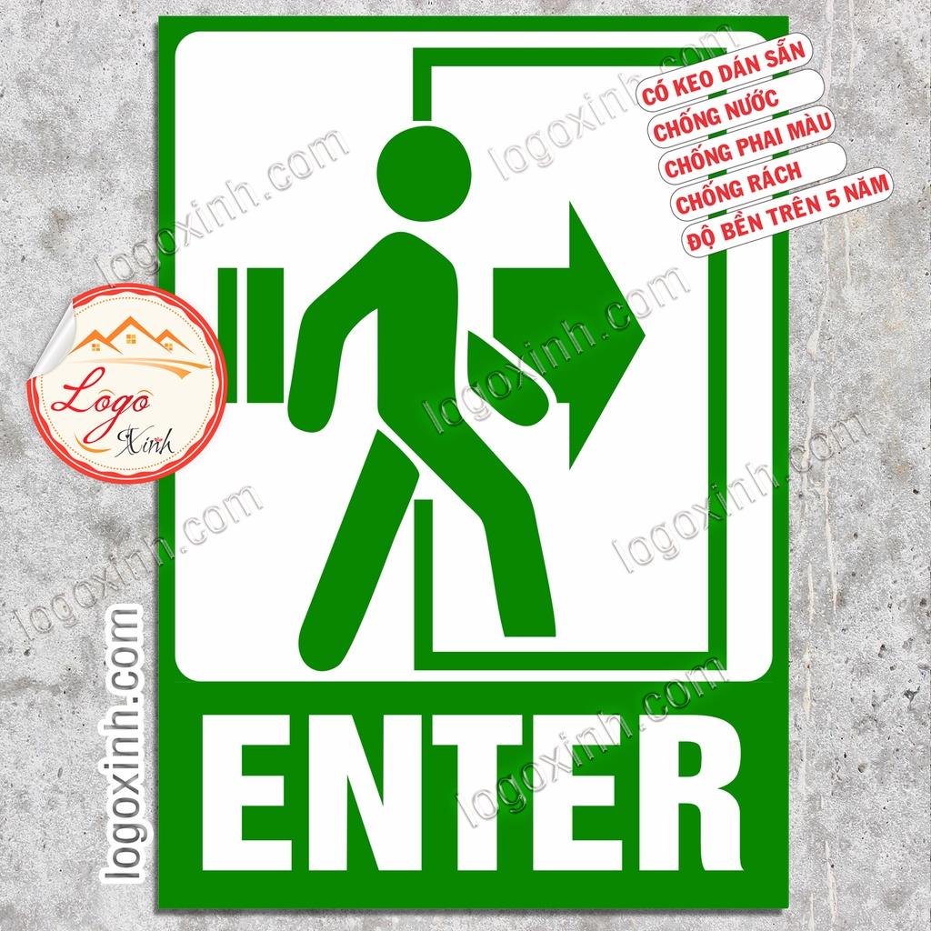 Logo Tem Sticker Biển ENTER EXIT Chỉ Dẫn Hướng Đi Lối Ra Vào Dạng Icon, Chất Liệu Decal Dán Có Keo Sẵn Chống Nước