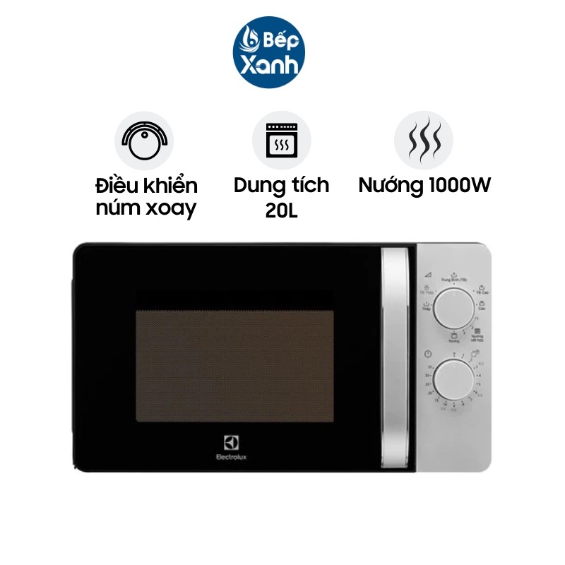 Lò Vi Sóng Có Nướng Electrolux EMG20K38GB 20L - Điều Khiển Núm Vặn - Hàng Chính Hãng