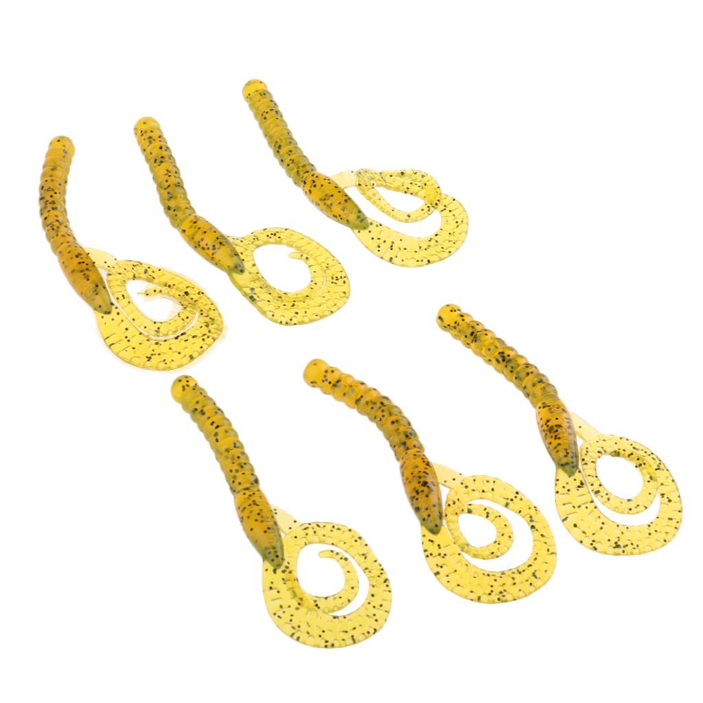 6pcs Flexible Grub Worm Soft Fishing Lure Simulation Earthworm Bait