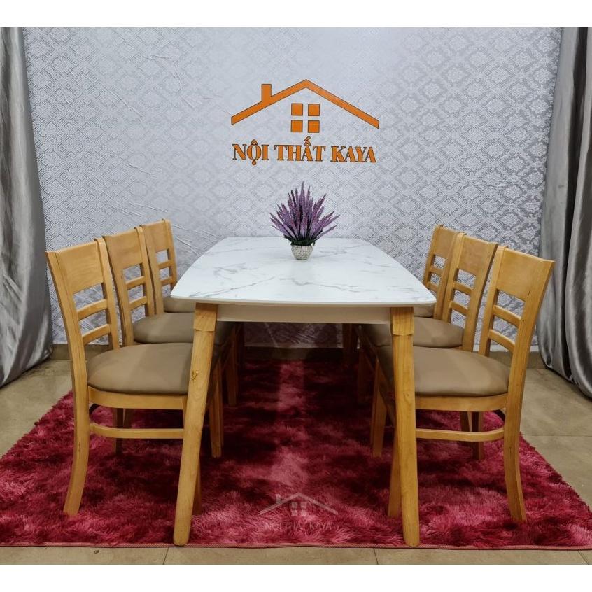 Bộ bàn 6 ghế Mostar giả đá 1m6 Mặt bàn: với nguyên liệu gỗ HDF lõi xanh chống ẩm chống trầy nhập trực tiếp từ Malaysia