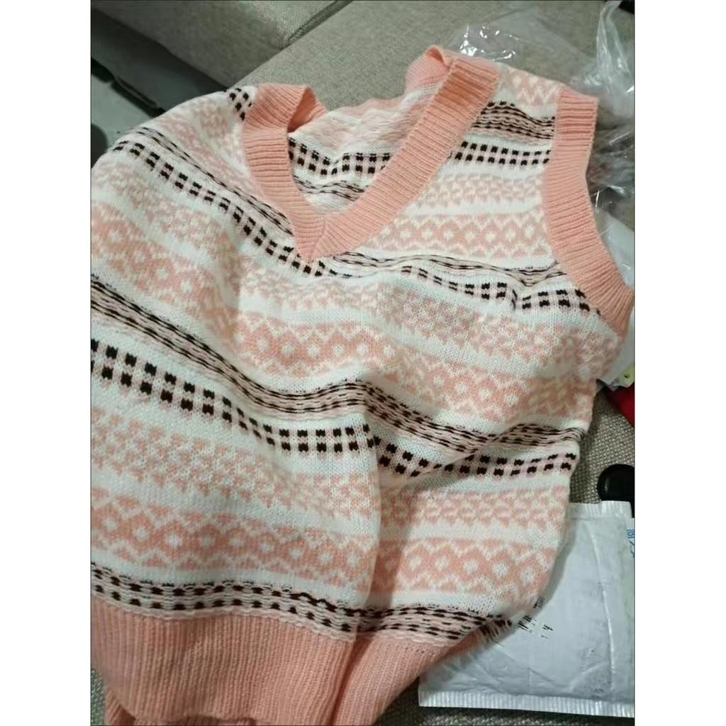áo gile len kèm áo sơ mi hàn quốc ulzzang nữ dáng rộng cổ v thời trang nam nữ có tách lẻ - 094