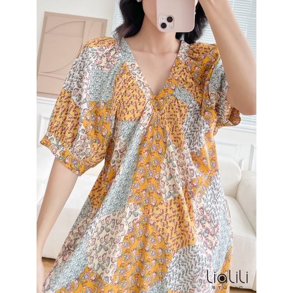 Đầm Linen Pure lụa mềm hoạ tiết thổ cẩm lạ mắt- Thiết kế từ