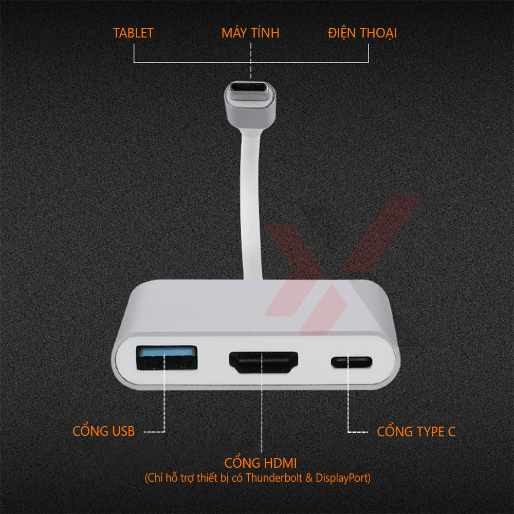 Bộ Chuyển Đổi eXtreme HL3101 Mở Rộng HUB Type-C Sang HDMI USB 3.0 và Type-C Tương Thích Macbook Window - Hợp Kim Nhôm - Hàng chính hãng
