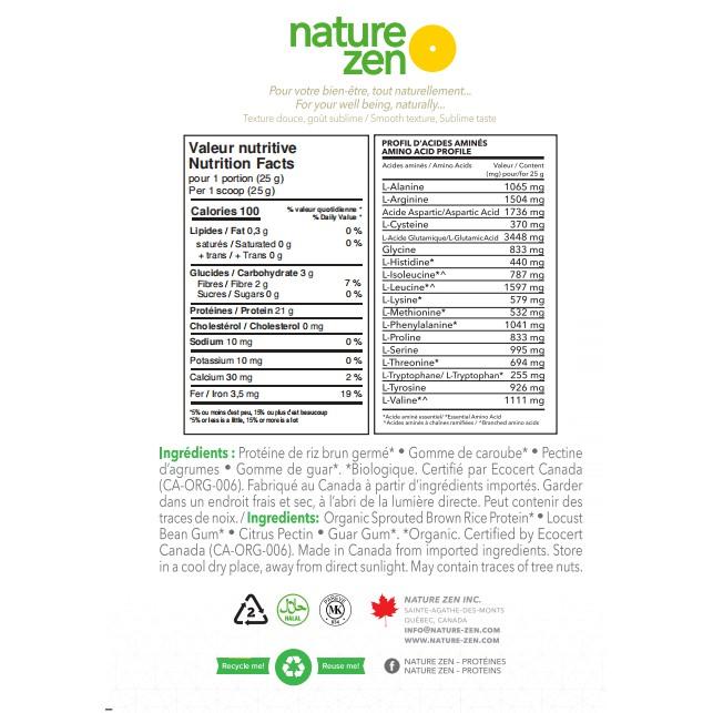 NATURE ZEN - Bột Protein mầm gạo lứt Organic vị tự nhiên