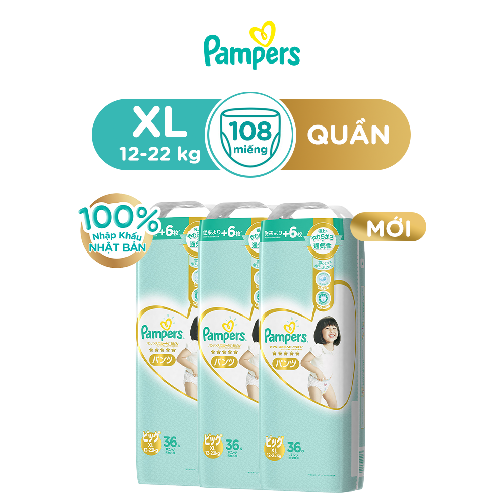 Combo 3 Gói Tã/Bỉm Quần PAMPERS Nội Địa Cao Cấp Nhật Bản M48/L38/XL36 x3