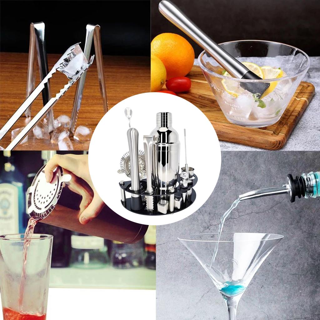 12Pce Professional Bartender Kit w/Stand Stainless Steel Cocktail Shaker Set