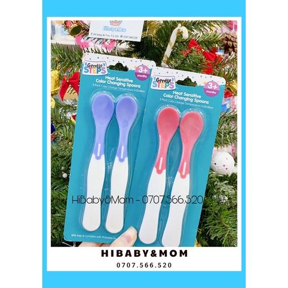 Set 2 thìa báo nóng Gentle Steps cao cấp dùng an toàn cho bé