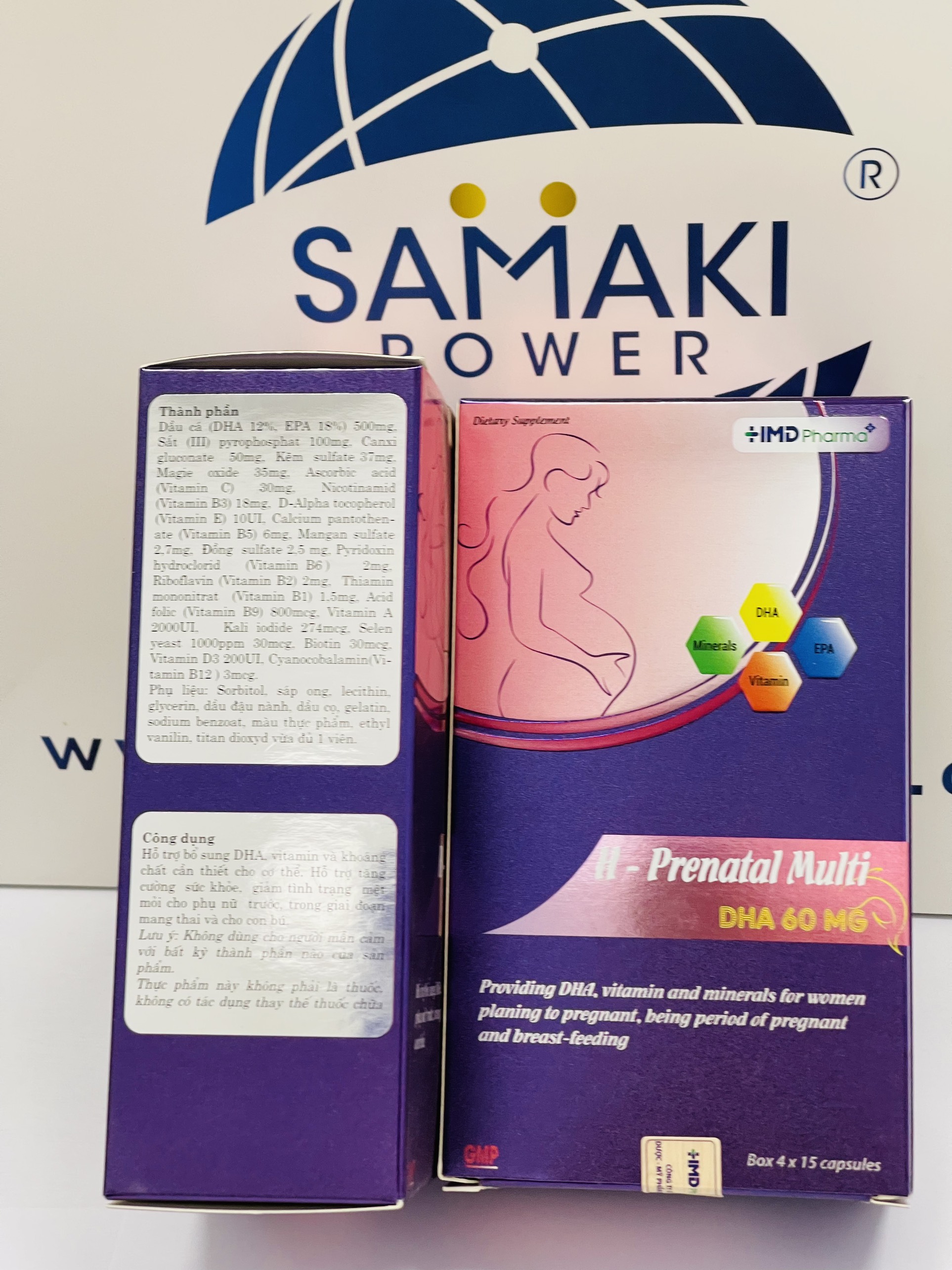 Vitamin cho mẹ bầu Prenatal Multi DHA 60mg / hộp 4 vỉ x 15 viên